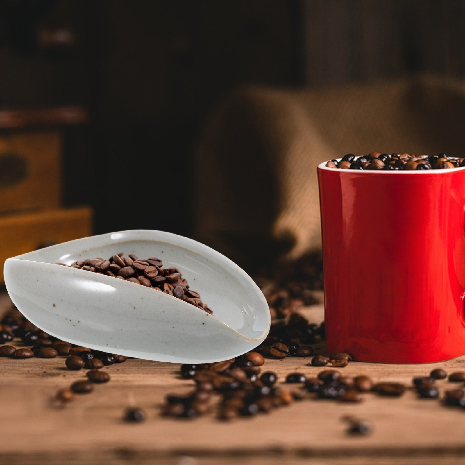 Coffee Tea Bean - セラミック製コーヒー豆計量トレイ 多機能計量カップ エスプレッソ粉 茶葉用 精密計測 キッチンバー用