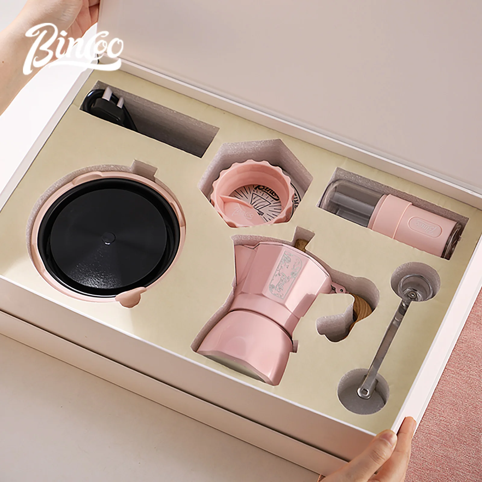 Moka Pot Stove - BINCOO デュアルバルブ モカポット ギフトボックス 抽出式コーヒーポット エスプレッソコーヒーメーカー