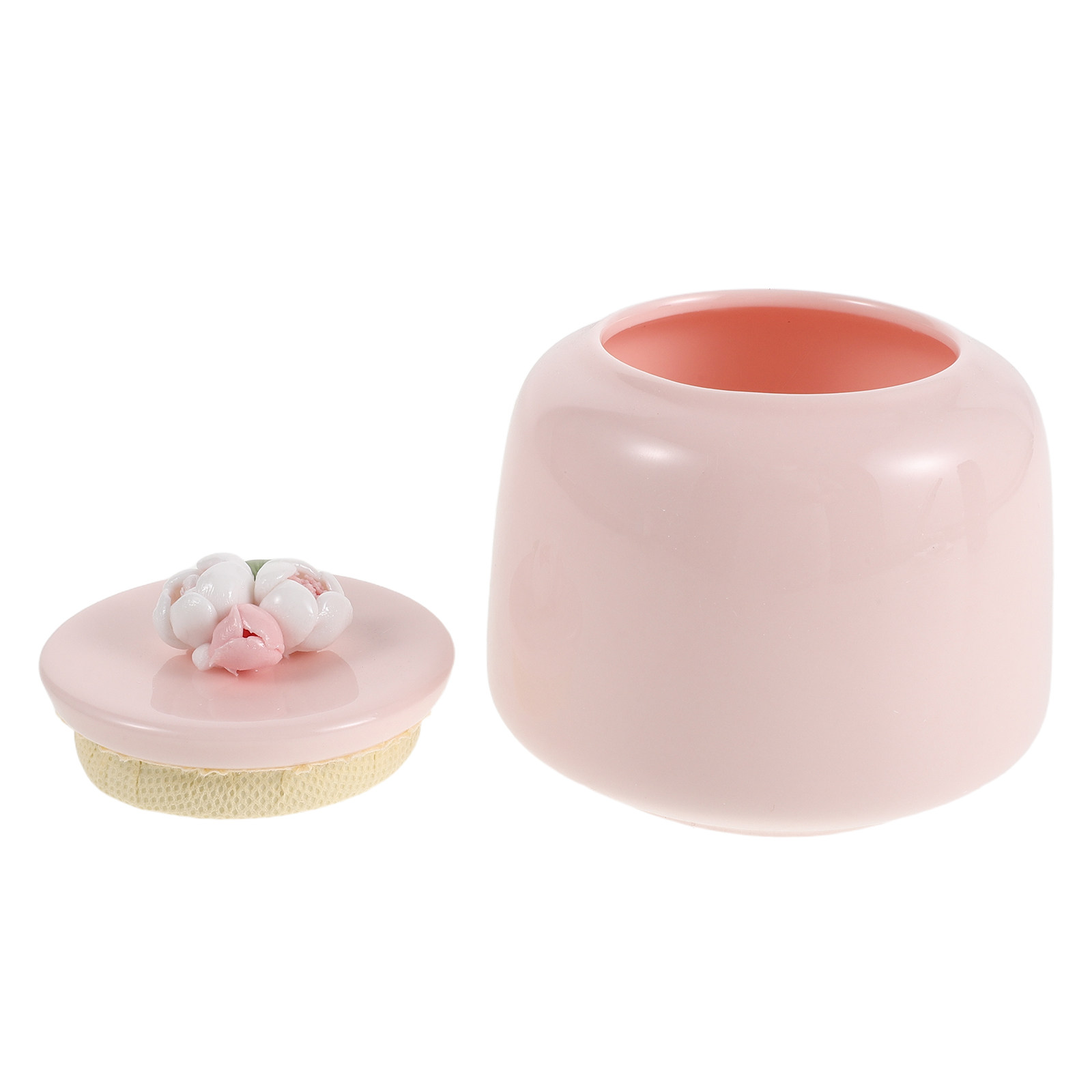 Coffee Tea And Bean Leaf - 陶器製茶筒 ピンクの磁器製食品保存容器 密閉キッチンキャニスター 茶葉、コーヒー豆、砂糖用