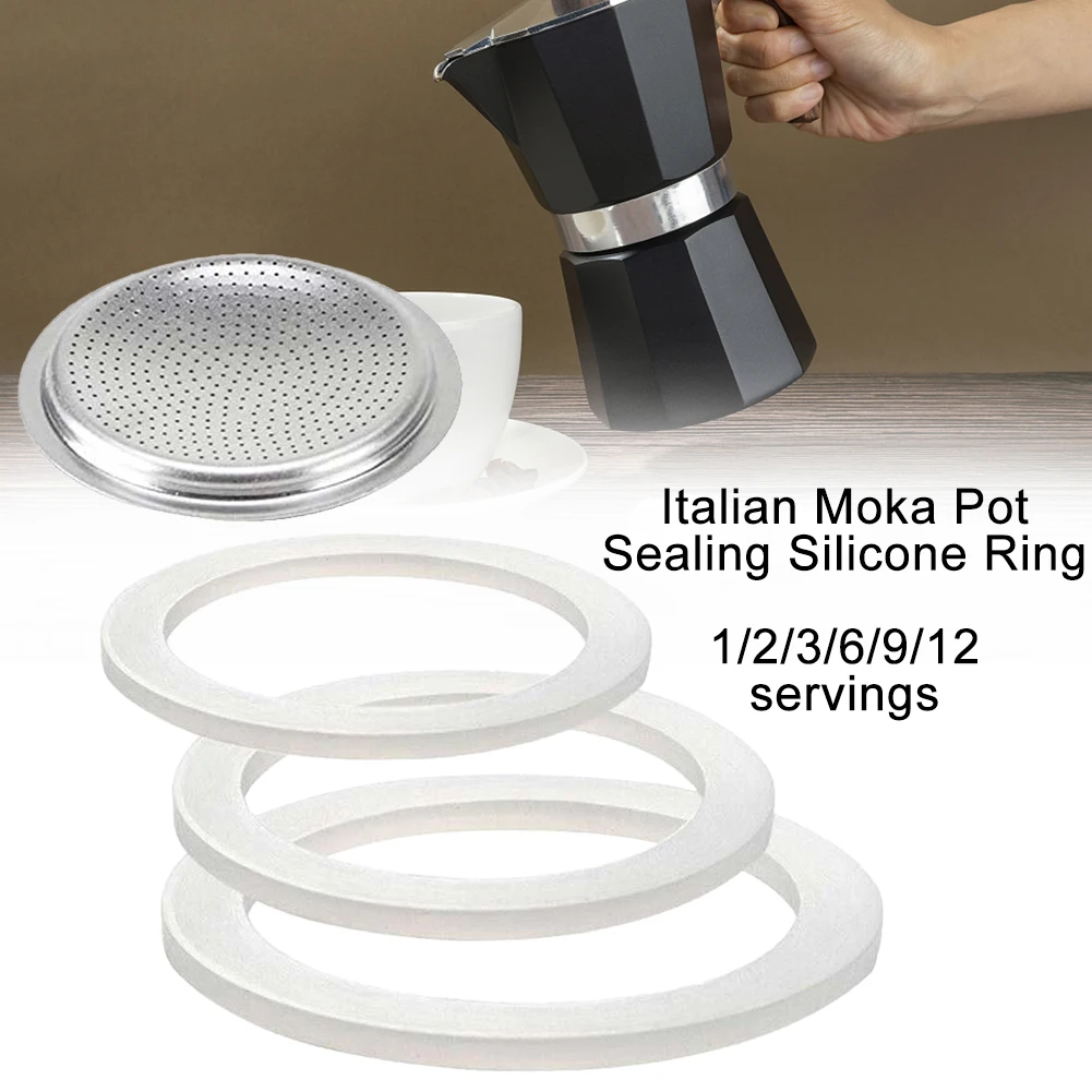 Moka Pot Stove - 1 セット高温耐性シリコーンゴムガスケットシールモカポットエスプレッソメーカーストーブトップコーヒーマシンコーヒーメーカー