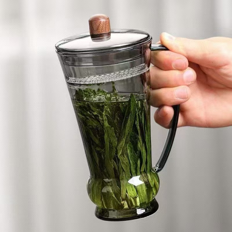 Coffee Tea Japan - 400 ミリリットル醸造太平 Houkui 緑茶ガラス茶マグ三日月フィルターカップ家庭用花プーアル茶メーカー茶カップ茶器