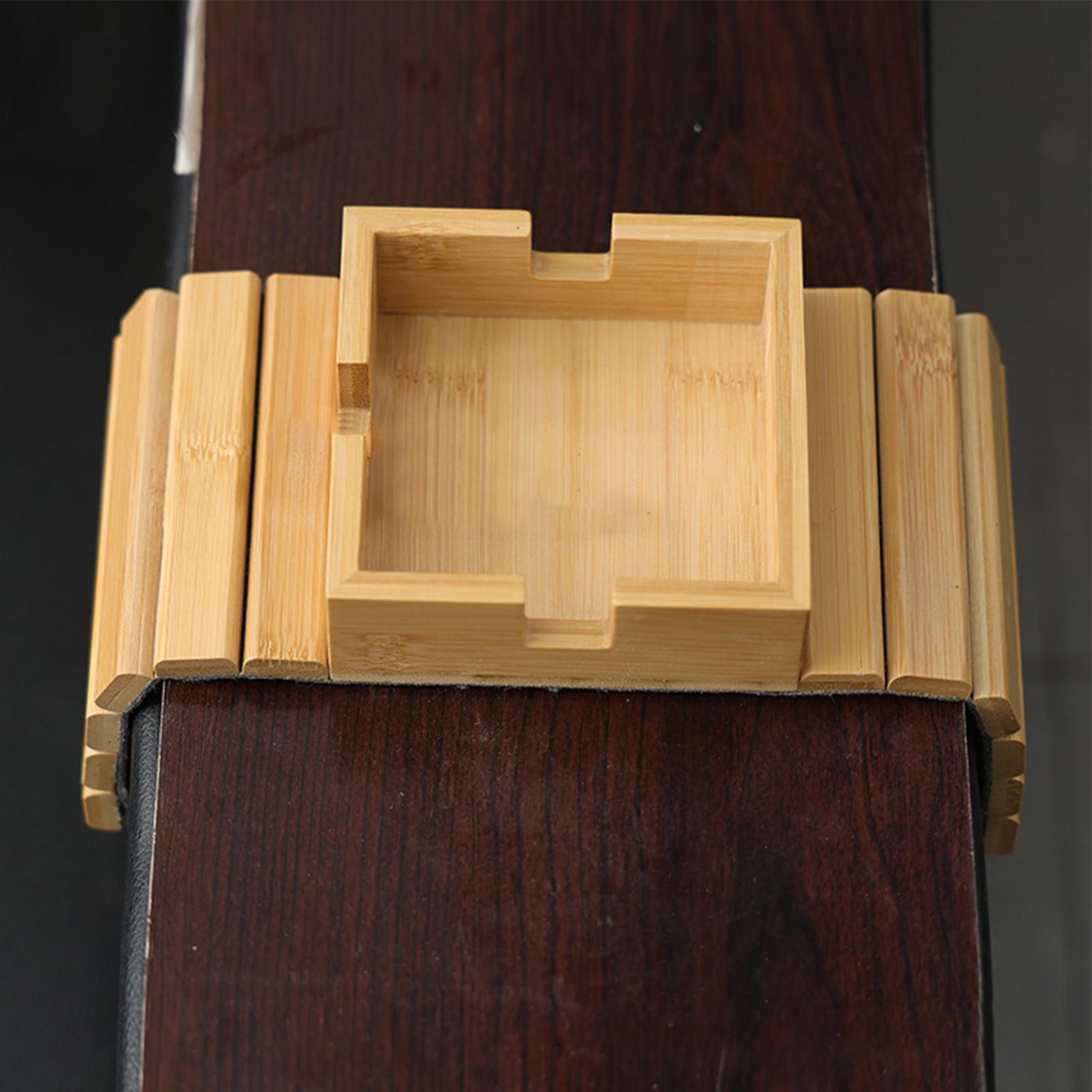 Bamboo Tea Tray - ソファカップホルダー木製ソファアームレストトレイ折りたたみ式ソファカップスナックホルダー滑り止めソファアームカップホルダーソファサイド収納トレイ
