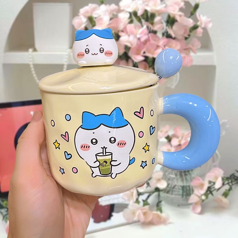 Coffee Tea Japan - ちいかわハチワレセラミックマグカップ 可愛い漫画うさぎコーヒーティーカップ かわいいドリンクウェア 女の子ファンへの誕生日プレゼント