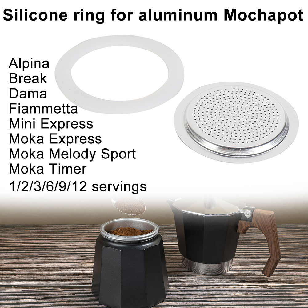 Moka Pot Stove - シリコンシールリング,フィルター付き,1セット