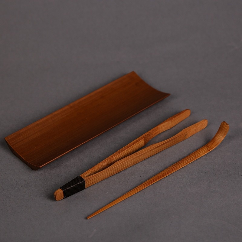 Bamboo Tea Tray - 3/4/5 個竹炭化茶器セット茶トレイティースプーンティークリップ針絶妙な茶道具アクセサリースプーントング