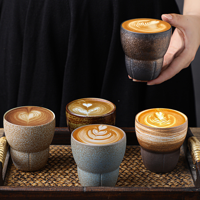 Coffee Tea Japan - 和風ラフ陶器エスプレッソカップレトロセラミックカンフーティーカップオーナーズティーカップオフィスと家庭用ウォーターカップ