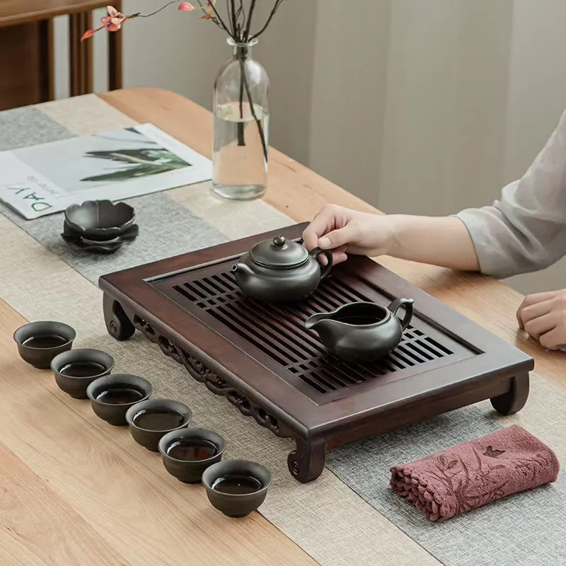 Bamboo Tea Tray - 中国の天然竹ティートレイ,水収納,カンフーティーセット,家庭用ボード引き出し,ギフト