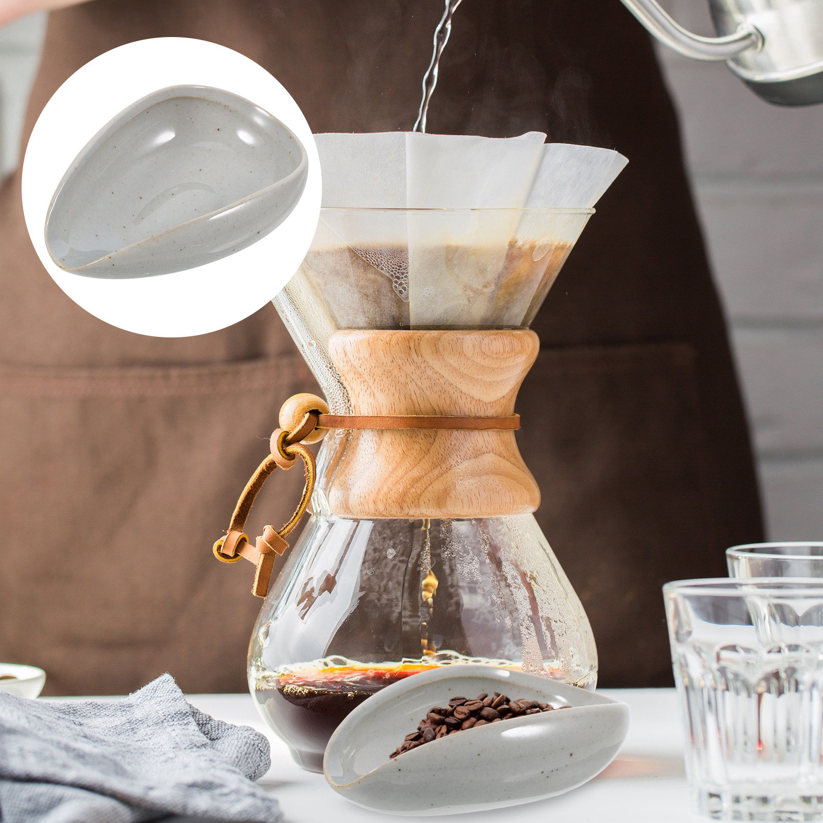 Coffee Tea Bean - セラミック製コーヒー豆トレイ 多機能計量カップ 計量スプーン 計量ソーサーホルダー コーヒー豆 茶葉