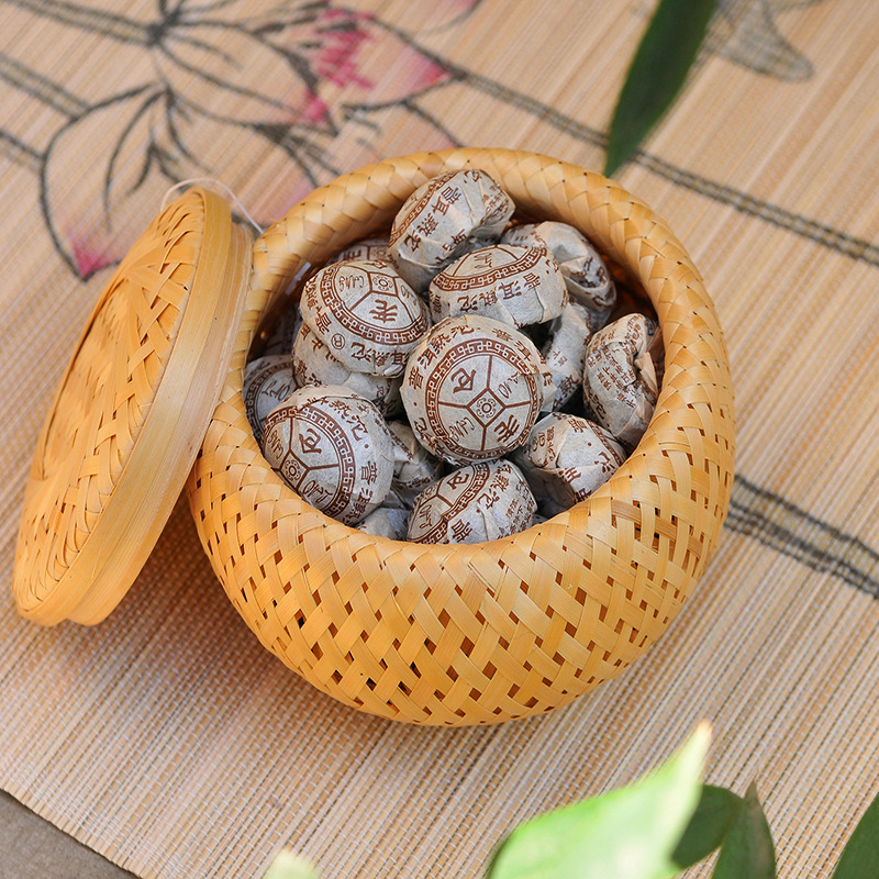 Bamboo Tea Tray - 竹編み小さなバスケット二層中空小さなミニボックス竹編み包装箱、クリエイティブフラワーポット、竹編みティージャー