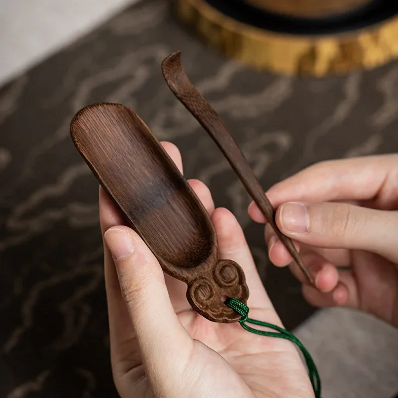 Bamboo Tea Tray - 伝統的なレトロなティーニードルセット,手作りのティーウェアアクセサリー,コーヒー豆,投与トレイ,調味料ディスペンサー,ギフトツール