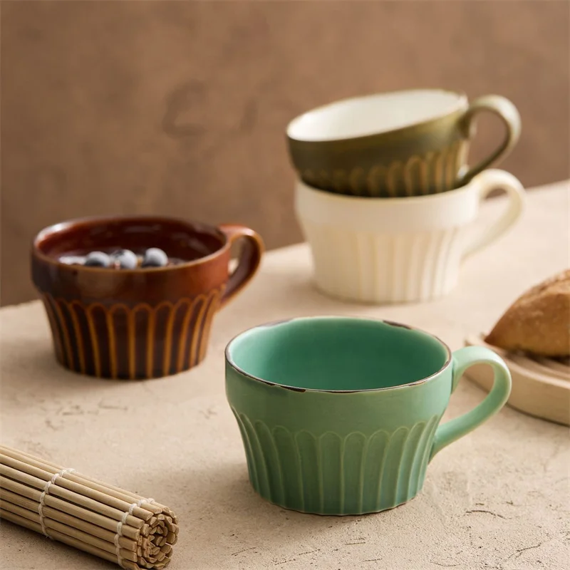 350ml 日本風レトロ縦目陶器マグカップ　クリエイティブコ - Coffee Tea Japan のレビューと価格