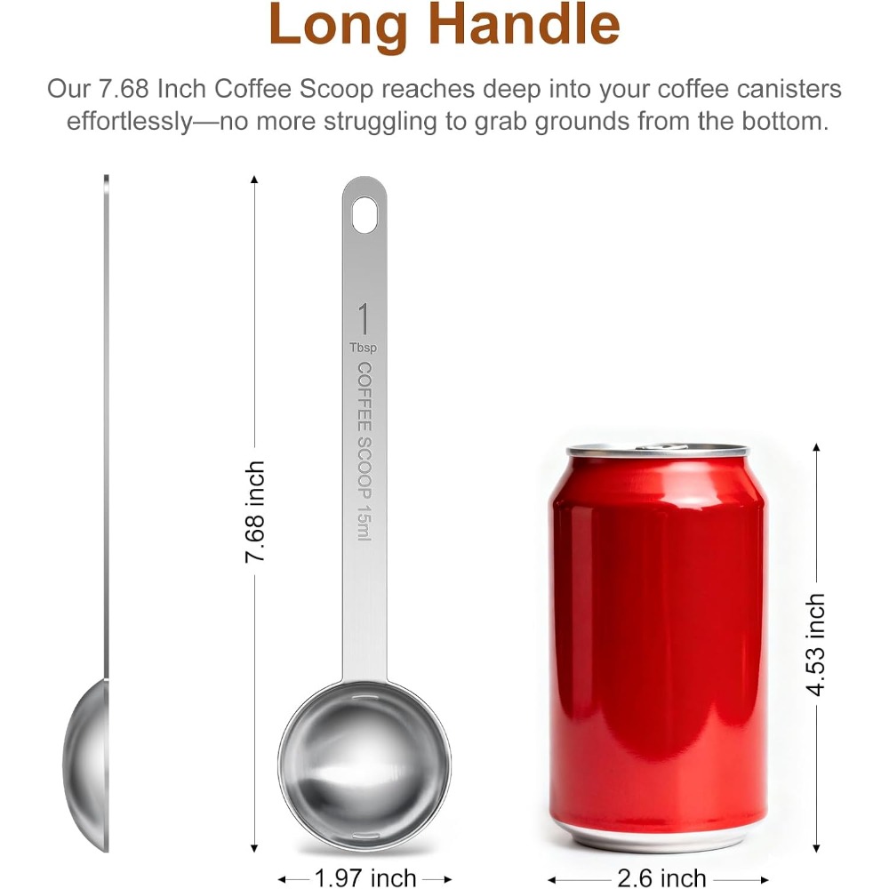 ステンレス鋼ロングハンドルコーヒースクープスプーン 15ML - Coffee Tea Spoon のレビューと価格