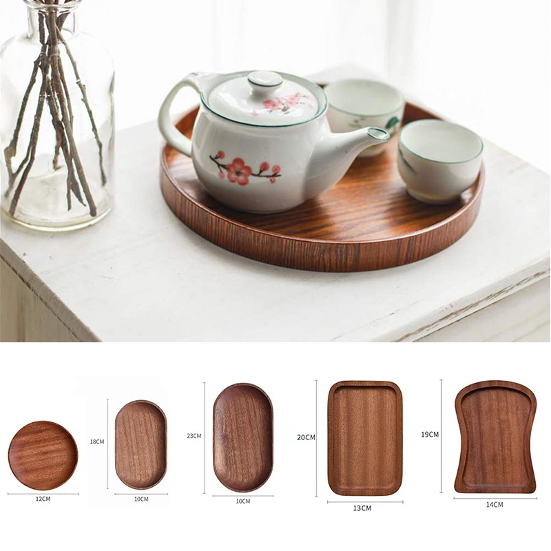 クルミ木製トレイイン風小さな木製プレート日本の長方形ディナー - Coffee Tea Japan のレビューと価格