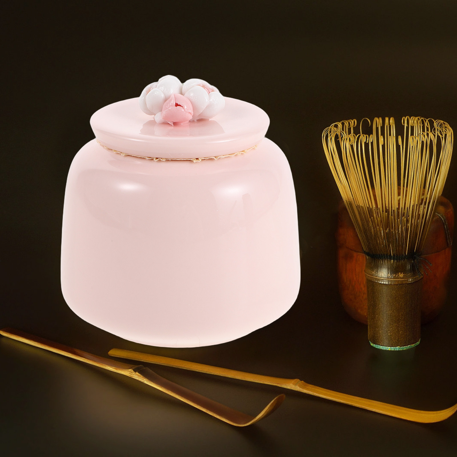 陶器製茶筒 ピンクの磁器製食品保存容器 密閉キッチンキャニス - Coffee Tea And Bean Leaf のレビューと価格