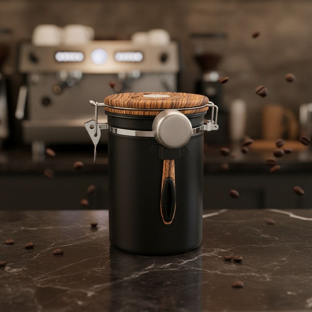 304ステンレス製コーヒー豆保存容器 密閉型 スプーン付き  - Coffee Tea And Bean Leaf のレビューと価格