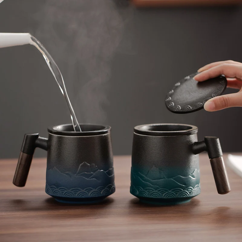 ふた付きセラミックティーカップ,大型コーヒーカップ,オフィス - Coffee Tea Japan のレビューと価格