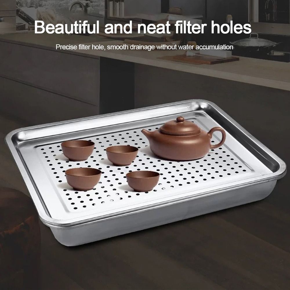 新しいステンレス製ティートレイ 長方形 日本風サービングプレ - Bamboo Tea Tray のレビューと価格
