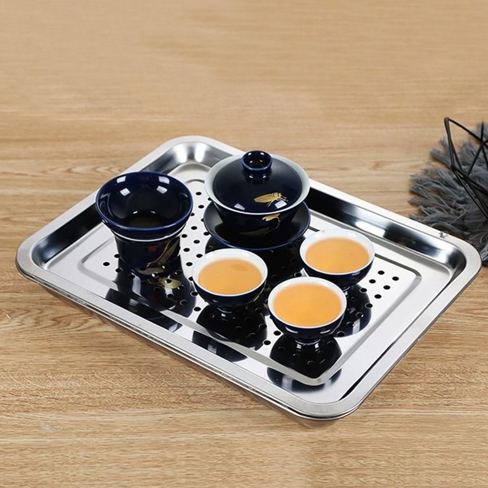 新しいステンレス製ティートレイ 長方形 日本風サービングプレ - Bamboo Tea Tray のレビューと価格