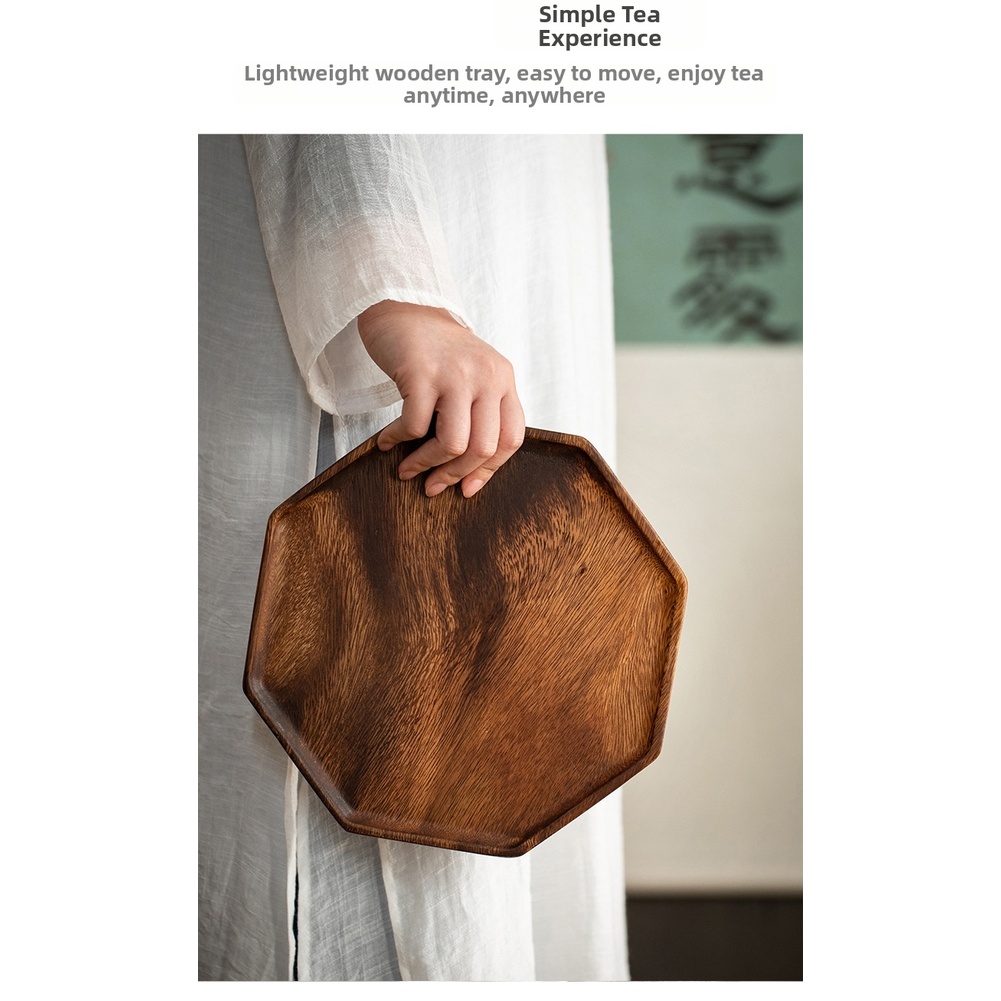 天然ウォールナット八角形プレート木製フルーツトレイ日本茶道デ - Bamboo Tea Tray のレビューと価格