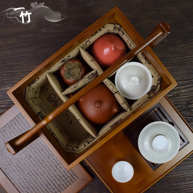 携帯用旅行竹茶器収納ボックス、茶盆付き、防塵卓上竹茶箱、茶道 - Bamboo Tea Tray のレビューと価格