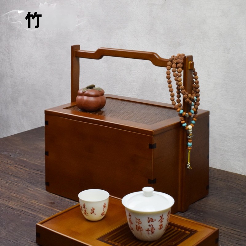 携帯用旅行竹茶器収納ボックス、茶盆付き、防塵卓上竹茶箱、茶道 - Bamboo Tea Tray のレビューと価格