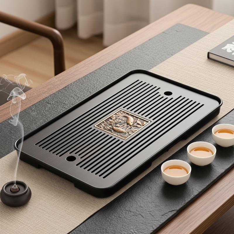 二層構造の木製茶盆、排水機能付き、花柄彫刻入り長方形トレイ、 - Bamboo Tea Tray のレビューと価格