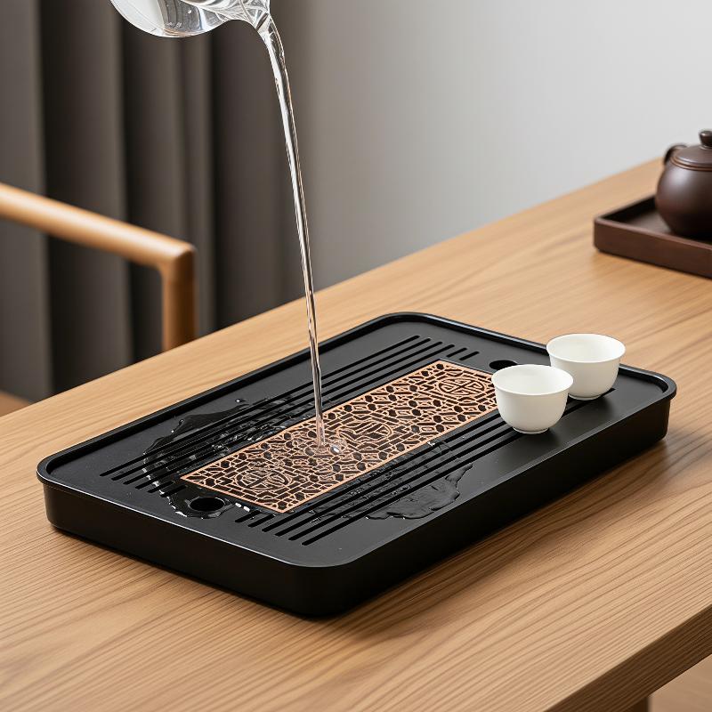 二層構造の木製茶盆、排水機能付き、花柄彫刻入り長方形トレイ、 - Bamboo Tea Tray のレビューと価格