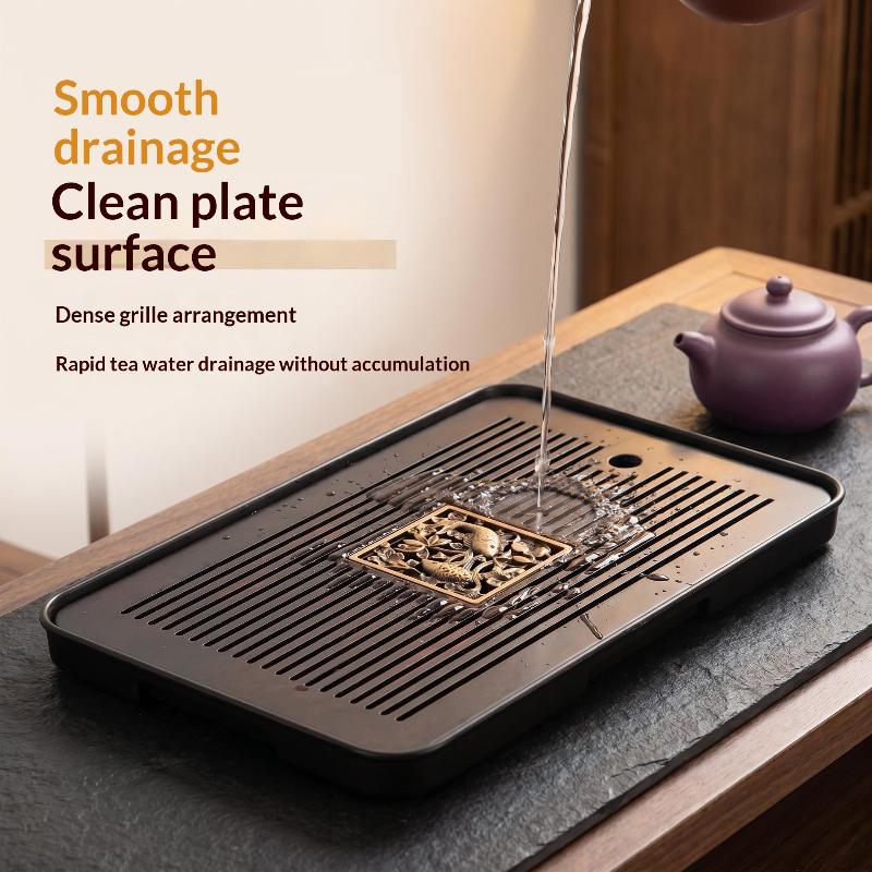 二層構造の木製茶盆、排水機能付き、花柄彫刻入り長方形トレイ、 - Bamboo Tea Tray のレビューと価格