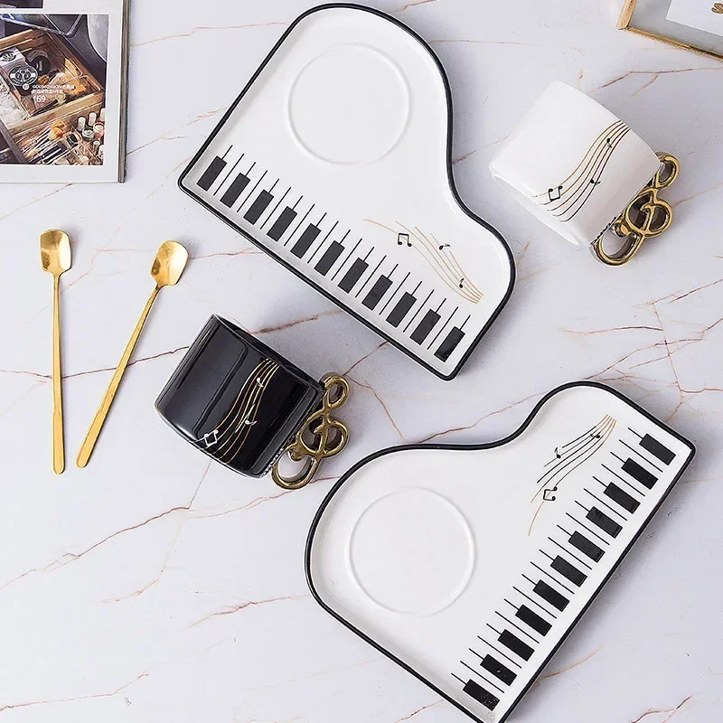 200ml クリエイティブピアノコーヒーマグ プレートセット - Coffee Tea Spoon のレビューと価格