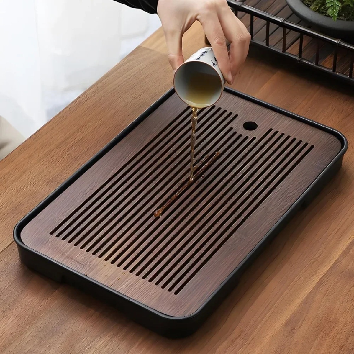 ポータブルで取り外し可能な竹製茶卓、乾湿両用、排水機能付きカ - Bamboo Tea Tray のレビューと価格