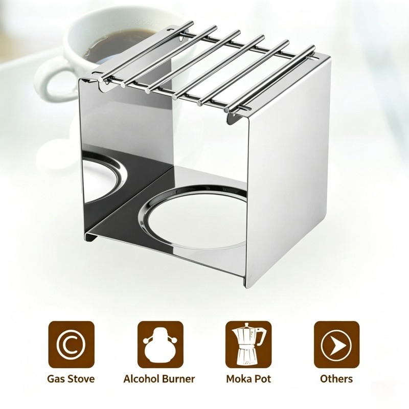 ステンレス製の正方形コーヒーストーブスタンド、モカポットやア - Moka Pot Stove のレビューと価格