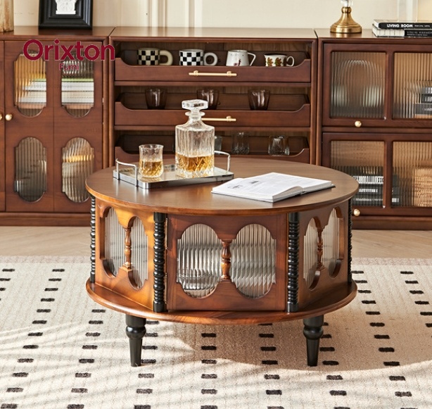 収納機能付き無垢材コーヒーテーブル、丸テーブル、リビングルー - Coffee Tea Etc のレビューと価格