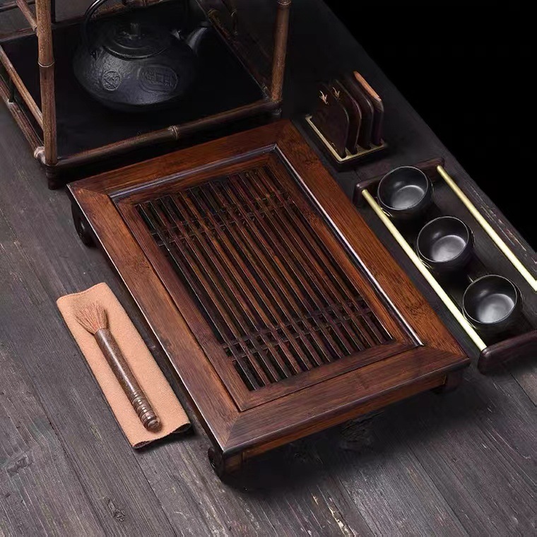 木製茶器セット、水収納トレイ付き、竹製乾茶ラック、オフィス用 - Bamboo Tea Tray のレビューと価格