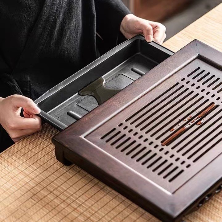 木製茶器セット、水収納トレイ付き、竹製乾茶ラック、オフィス用 - Bamboo Tea Tray のレビューと価格