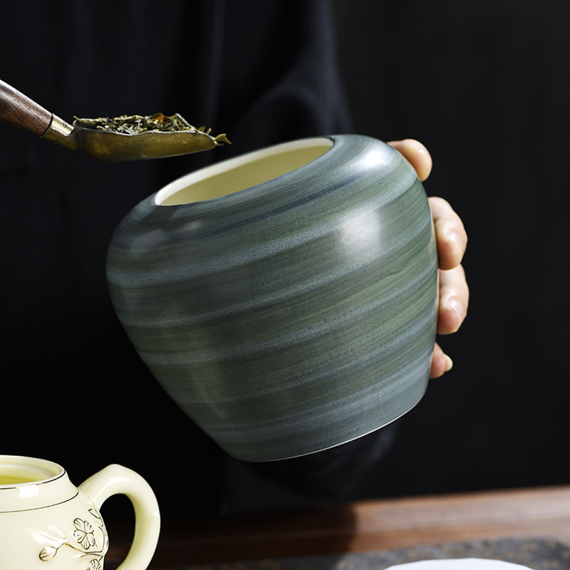 レトロなセラミック茶葉瓶、創造的な密封キャンディジャー、コー - Coffee Tea And Bean Leaf のレビューと価格