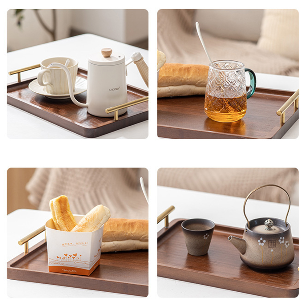 ハンドル付き木製サービングトレイ竹製ティートレイ朝食コーヒー - Bamboo Tea Tray のレビューと価格