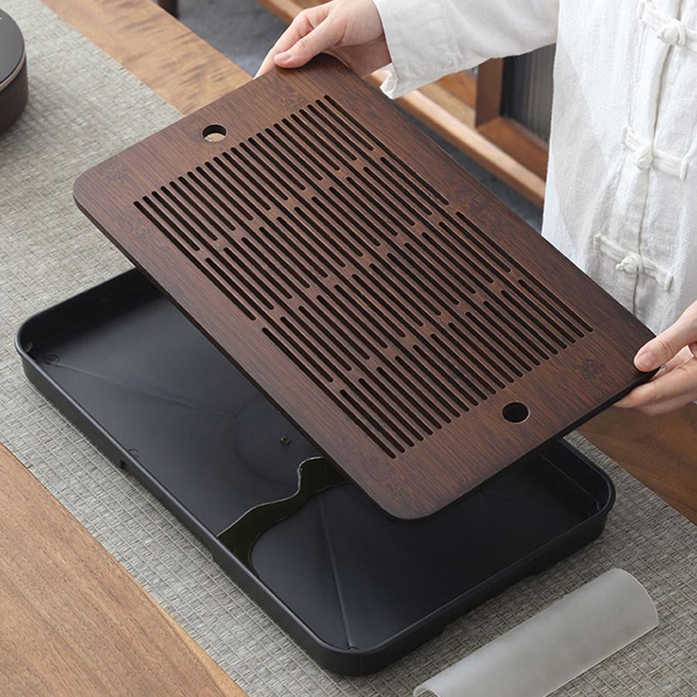 二重目的の竹製ティートレイ、排水水貯蔵機能付き、迅速排水フィ - Bamboo Tea Tray のレビューと価格