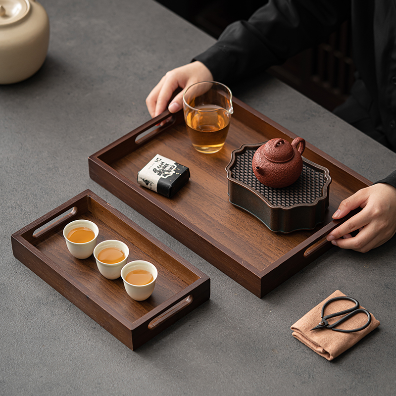 大型長方形竹製茶盆ディスプレイプレート、ウォールナットカラー - Bamboo Tea Tray のレビューと価格